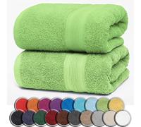 NatureMark Serviettes de Sauna Lot de 2-100% Coton, Douces et Absorbantes, Lavables en Machine - 80x200 cm - Vert Pomme