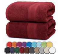NatureMark Serviettes de Sauna Lot de 2-100% Coton, Douces et Absorbantes, Lavables en Machine - 80x200 cm - Rouge Bordeaux