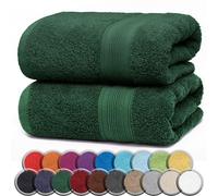 NatureMark Serviettes de Sauna Lot de 2-100% Coton, Douces et Absorbantes, Lavables en Machine - 80x200 cm - Vert Foncé