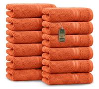 NatureMark Serviettes d'invité Lot de 12 (30x50 cm), 100% Coton, Certification Oeko-Tex, Douces, absorbantes et faciles d'entretien - pour Salle de Bain, invités et Spa - Couleur Terracotta