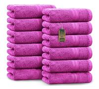 NatureMark Serviettes d'invité - Lot de 12 (30x50 cm), 100% Coton, Certification Oeko-Tex, Douces, absorbantes et faciles d'entretien - pour Salle de Bain, invités et Spa - Couleur Rose