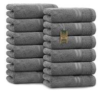 NatureMark Serviettes d'invité Lot de 12 (30x50 cm), 100% Coton, Certification Oeko-Tex, Douces, absorbantes et faciles d'entretien - pour Salle de Bain, invités et Spa - Couleur Gris Anthracite