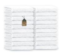 NatureMark Serviettes d'invité - Lot de 20 (30x50 cm), 100% Coton, certifiées Oeko-TEX, Douces, absorbantes et faciles d'entretien - pour Salle de Bain, invités & Spa - Blanc