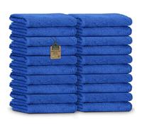 NatureMark Serviettes d'invité - Lot de 20 (30x50 cm), 100% Coton, certifiées Oeko-TEX, Douces, absorbantes et faciles d'entretien - pour Salle de Bain, invités & Spa - Bleu Roi