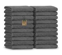 NatureMark Serviettes d'invité - Lot de 20 (30x50 cm), 100% Coton, certifiées Oeko-TEX, Douces, absorbantes et faciles d'entretien - pour Salle de Bain, invités & Spa - Gris Anthracite
