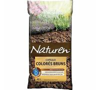 NATUREN NATCOPB - Paillage Copeaux de Bois Colorés Bruns 40 L - Retient l'humidité dans le sol - Garde sa couleur toute l'année - Limite la pousse des mauvaises herbes - Pour massifs, arbres, pots