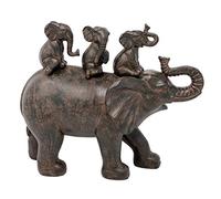 Nature's Mark Statuette en résine avec 3 bébés éléphants chevauchant Un éléphant - 20,3 cm de Hauteur - Décoration d'intérieur (Marron)