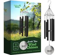 Nature's Melody Aureole Tunes Carillon à Vent d'extérieur, 6 Tubes, Gamme pentatonique de Do, Aluminium Inoxydable, Finition poudrée, Crochet en S, pour condoléances, Cadeau commémoratif, Jardin Zen