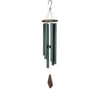 Nature's Melody Premiere Grande Carillon à Vent d'extérieur avec 6 Tubes en Bois de hêtre et Aluminium Inoxydable, Crochet en S et Gamme pentatonique de Mi pour commémoration et Jardin Zen