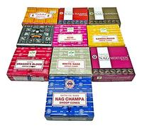 Nature's Spirit Satya Nag Champa Golden Vijayshree Goloka cônes d'encens x 10 (10 paquets) Encens de qualité supérieure