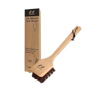 Naturolic Brosse de Nettoyage et grattoir en Bois Naturel | Manche en Bois Massif | Poils Palmyra Anti-Rayures | sans Poils métalliques | sans Plastique | Brosse de Barbecue sûre pour Barbecue