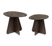 NAUT - Set de 2 tables céramique et manguier marron Marron