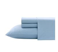 Nautica - Draps de lit pour lit Simple XL, Ensemble de literie en Percale de Coton avec taie d'oreiller Assortie, Gracieux et Frais, Essentiels pour dortoir (Bleu Clair uni)