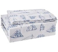 Nautica - Draps pour très Grand lit, Parure de lit en Percale de Coton, Gracieuse et fraîche, décoration d'intérieur côtière (Voile de Bois Blanc, Bleu, très Grand lit)