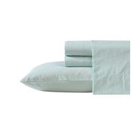 Nautica - Ensemble de draps pour Grand lit, Ensemble de literie en Percale de Coton, Gracieuse et fraîche, légère et Respirante (Rayures Fines et Blanches, Grand lit)
