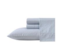 Nautica - Ensemble de draps pour Grand lit, Ensemble de literie en Percale de Coton, Gracieuse et fraîche, légère et Respirante (Rayures Bleues, lit Queen Size)