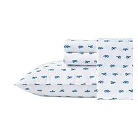 Nautica - Ensemble de draps pour Grand lit, Ensemble de literie en Percale de Coton, Gracieuse et fraîche, légère et Respirante (Bleu cloyster, 4 pièces, Grand lit)