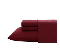 Nautica - Ensemble de draps pour lit King Size, Ensemble de literie en Percale de Coton, Gracieuse et fraîche, légère et Respirante (Rouge foncé uni, très Grand lit)
