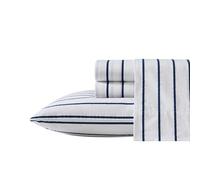 Nautica - Ensemble de draps pour lit Simple, Ensemble de literie en Percale de Coton, Gracieuse et fraîche, légère et Respirante (Brenton Stripe Bleu Marine, lit Simple)