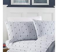 Nautica - Ensemble de draps pour lit Simple XL, Ensemble de literie en Percale de Coton, Gracieuse et fraîche, décoration d'intérieur élégante et Essentiels de Chambre de dortoir (Bleu Audley, lit