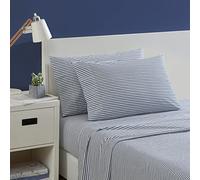Nautica - Ensemble de draps pour très Grand lit, Ensemble de literie en Percale de Coton, Gracieuse et fraîche, légère et Respirante (Harmead Bleu Marine, très Grand lit)
