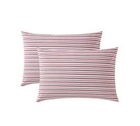 Nautica - Ensemble de taies d'oreiller Standard, literie 2 pièces en Percale de Coton, décoration d'intérieur décontractée (Rayures Rouges Coleridge, 50,8 x 76,2 cm)