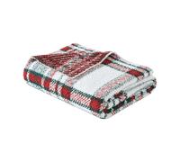 Nautica - Jeté de lit, literie en Tricot Chenille luxueusement Doux, décoration d'intérieur à Carreaux, certifié Oeko-Tex (Emmet Plaid Rouge, 50 x 70 cm)