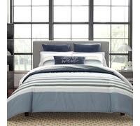 Nautica | Parure de lit 100 cm, Confortable et Douce, Durable et Respirante, à Rayures avec Couvre-Oreiller(s) Assorti(s), Coton tissé uni, Gris, lit Simple