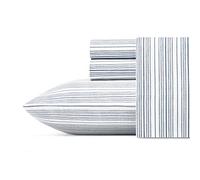 Nautica - Parure de lit pour lit Double, literie en Percale de Coton, Gracieuse et fraîche, décoration d'intérieur côtière (Bleu Marine, à Rayures, lit Double)
