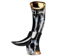 Nautical Replica Hub Chope à bière Viking en corne avec support - Chope médiévale africaine - Cadeau de mariage - Pour homme et femme - Finition naturelle rustique vintage - Décoration d'intérieur
