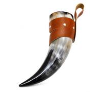 Nautical Replica Hub Corne à boire du vin/hydromel (283,5 à 355,2 g) Tasse viking médiévale avec cuir marron authentique tasse d'inspiration médiévale rustique vintage décoration d'intérieur cadeaux