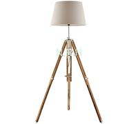 Nautical Replica Hub Lampadaire trépied en bois, lampe de lecture debout du milieu du siècle pour salon, chambre, salle d'étude et bureau, design moderne (sans abat-jour)
