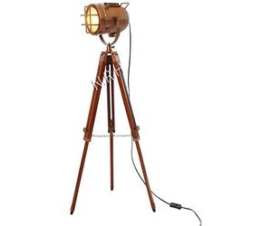 Nautical Replica Hub Lampadaire vintage Hollywood en cuivre avec trépied en bois - Look moderne - Lampadaire d'angle