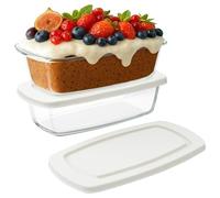Navaris 2x Plat à Four - Recipient Rectangulaire en Verre avec Couvercle - Moule a Gateau Cake et Pain - Contenant Polyvalent - Préparation des Repas et Conservation des Plats Cuisinés