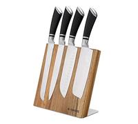 Navaris Bloc à Couteaux magnétique - Bloc aimanté 23 x 22,5 cm en Bois d'acacia - Range Couteau de Cuisine Vide - Support Vertical avec Aimant