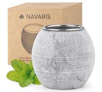 Navaris Bol pierre aromathérapie sauna - Oeuf sauna hammam 5 x 5 cm avec coupelle amovible - Accessoires infusion huile essentielle parfum spa
