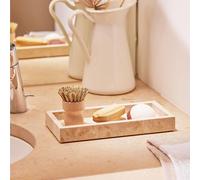 Navaris Mini Plateau Decoratif - Petit Plateau Rectangulaire Organisateur Salle de Bain 25 x 12 cm en Travertin pour Bijoux Produit de Toilette Bougie - Vide Poche Entree Design