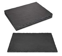 Navaris planche ardoise pour fromage apéro tapas charcuterie dessert - Lot 6x plateau en ardoise 38x28 cm - Assiette rectangulaire pour service plat