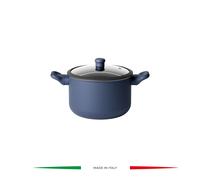 Navy Blue MARMITE AVEC COUVERCLE EN VERRE "COOK&COLOR"