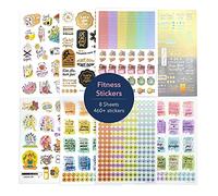 Navy Peony Autocollants de Planification Fitness et Entraînement pour Femmes (8 Feuilles, 460+ Autocollants) - Feuilles A5 avec Dorure Or pour Productivité, Suivi Quotidien, Bullet Journals et Agendas