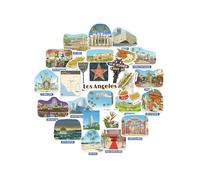 Navy Peony stickers grand format Los Angeles - Illustrés à la main, gouache, finition brillante, imperméables - Pour valise, ordinateur portable, gourde (28 pièces)