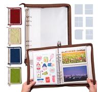 Navy Peony Wander Keeper classeur de papeterie 8-en-1 - Pochettes A5/A6, couleurs de voyage, organiseur zippé - Pour album de cartes postales et rangement de stickers (moka Al-Mukhā)