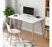 nawoefii Bureau d'ordinateur, Bureau en Bois, Petite Table à Manger, pour Le Bureau à Domicile et la Chambre d'étudiant, avec Plateau spacieux, Bords arrondis et Structure en Bois Robuste Blanc