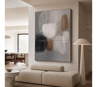 NAWVNMI Impression Sur Toile Decoration Murale Peinture 40x60cm Tableaux Art Décoratif Muraux Décoration Chambre Bureau - Style Wabi-Sabi - Marron Gris Blanc Cassé - Estompage Des Taches De Couleur