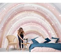 NAWVNMI Papier Peint Arc-En-Ciel Pois, 3D Panoramique Papier Peint xxl Simple Mignon, Mural Decoratif Pour Salon Chambre Bureau, Décoration Murale, Pâte De Haricots Rouges Rose Brun Clair 400 x 280cm