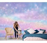 NAWVNMI Papier peint Nacré Pailleté Scintillant Effet Projecteur 200 x 140cm Mur XXL décoration Moderne Décoration Wallpaper Muraux Photo Salon Chambre Violet Clair Rose Bleu