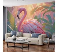NAWVNMI Papier Peint Panoramique Élégant Oiseau Soie 200 x 140cm Papier Peint Géant 3D Salon Chambre Salle à Manger Chambre Décoration Murale - Flamant Rose