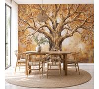 NAWVNMI Papier Peint Panoramique Soie 450 x 315cm - Peinture À L'Huile Paysage - Poster Mural Arbres D'Automne Anciens pour Tête de Lit, Salon, Chambre - Fresque Murale Décoration