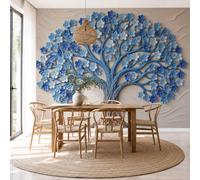 NAWVNMI Papier Peint Panoramique Soie Salon, Relief, 250 x 175cm Murales, Revêtement Mural Papiers Peints, Grand Poster Mural Arbre En Fleurs Salon Chambre Décoration