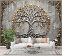 NAWVNMI Papier Peint Panoramique Soie Salon, Reliefs Baroques, 200 x 140cm Murales, Revêtement Mural Papiers Peints, Grand Poster Mural Arbre À Fleurs Rétro Salon Chambre Décoration